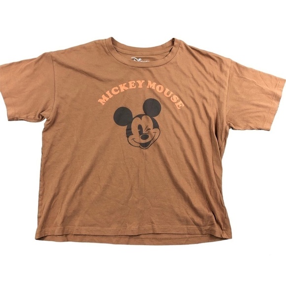 American Eagle Outfitters Disney Mickey Mouse 70's Vibe Boxy Slight Crop Top - Picture 1 of 9